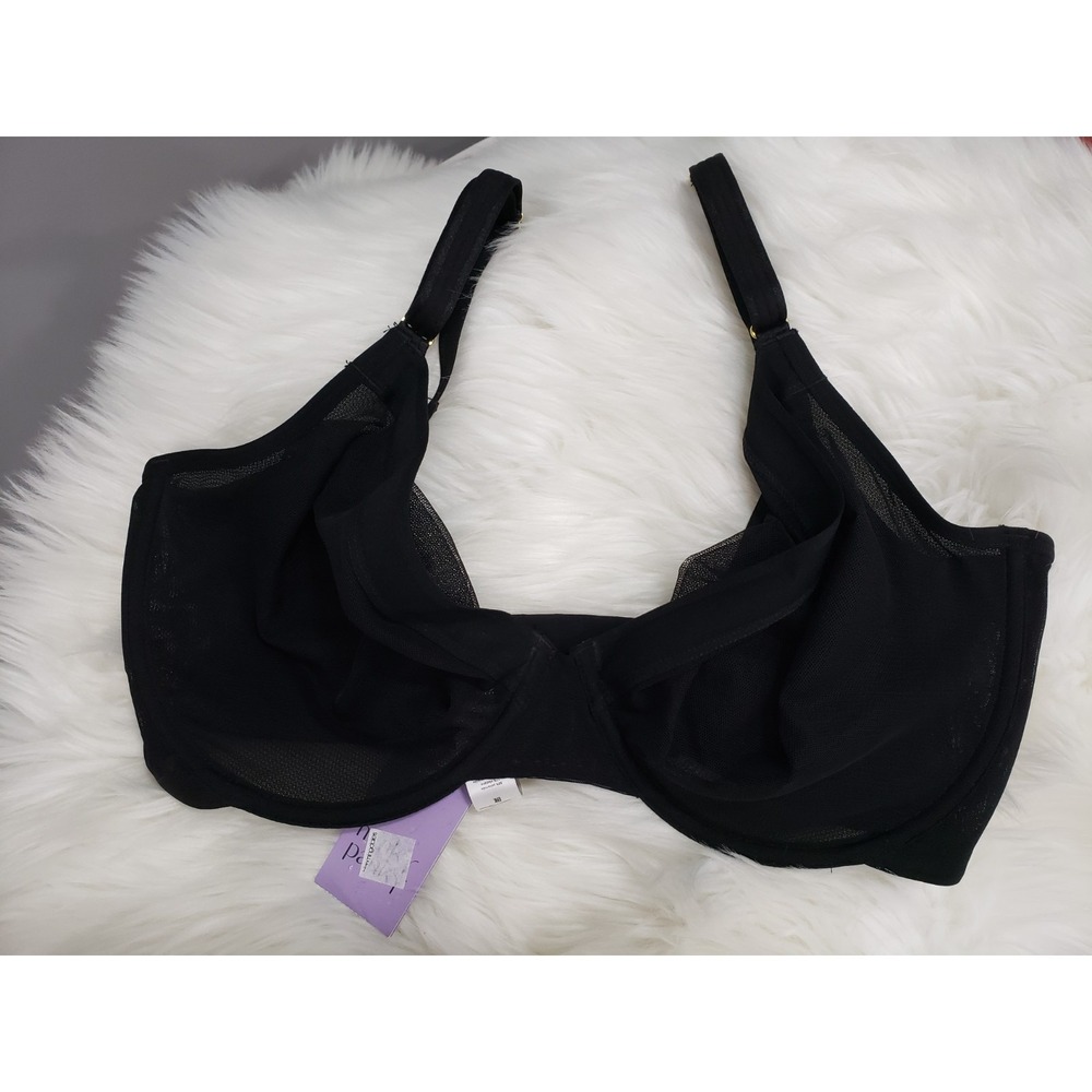 NEW 36G HP19 HANKY PANKY Unlined Mesh Underwire Bra Black $58